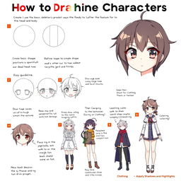 A comprehensive step-by-step tutorial on how to draw anime characters, broken down into easily digestible sections