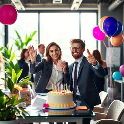 A vibrant and uplifting scene capturing the essence of a person's last day at their job