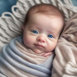 A heartwarming digital art image of a newborn girl