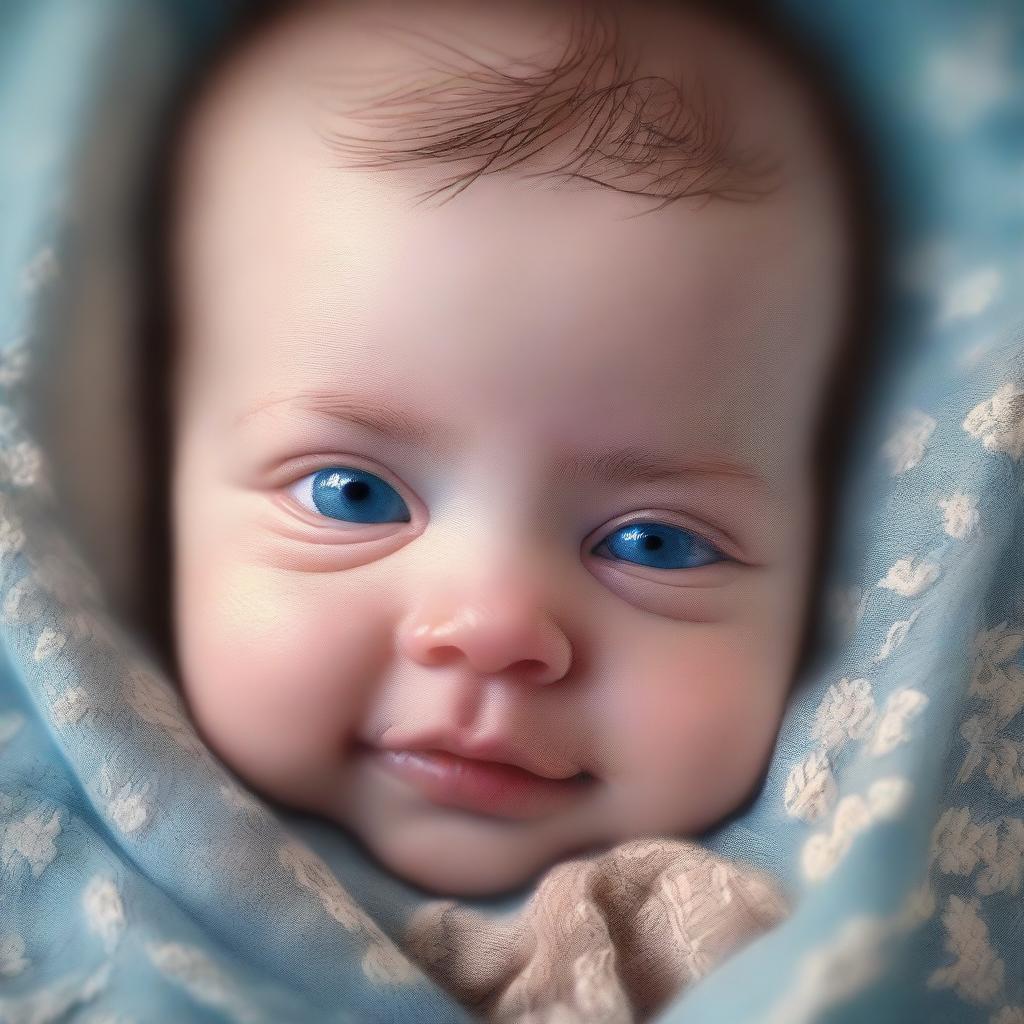 A heartwarming digital art image of a newborn girl