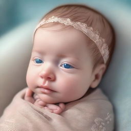 A heartwarming digital art image of a newborn girl