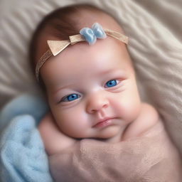 An endearing digital art image showcasing a newborn girl