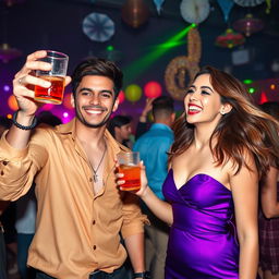 A couple of 18-year-old gorgeous and handsome brother and sister enjoying a vibrant party atmosphere