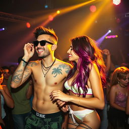 A couple of gorgeous American brother and sister enjoying themselves at a lively rave