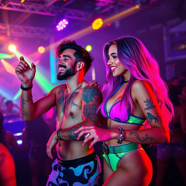 A couple of gorgeous American brother and sister enjoying themselves at a lively rave