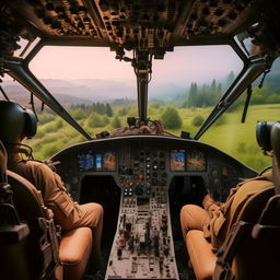 cockpit of Rambo-style helicopter