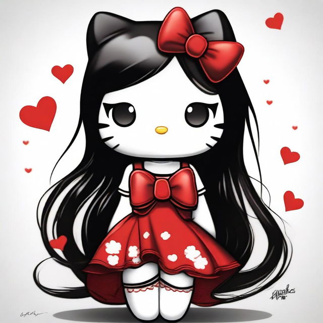 A delightful digital art piece featuring Hello Kitty with a new twist