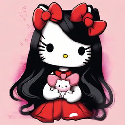 A delightful digital art piece featuring Hello Kitty with a new twist