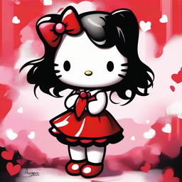 A delightful digital art piece featuring Hello Kitty with a new twist