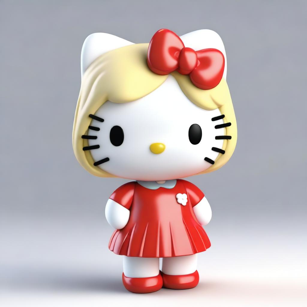 A high-quality 3D render of Hello Kitty, showcasing a unique style