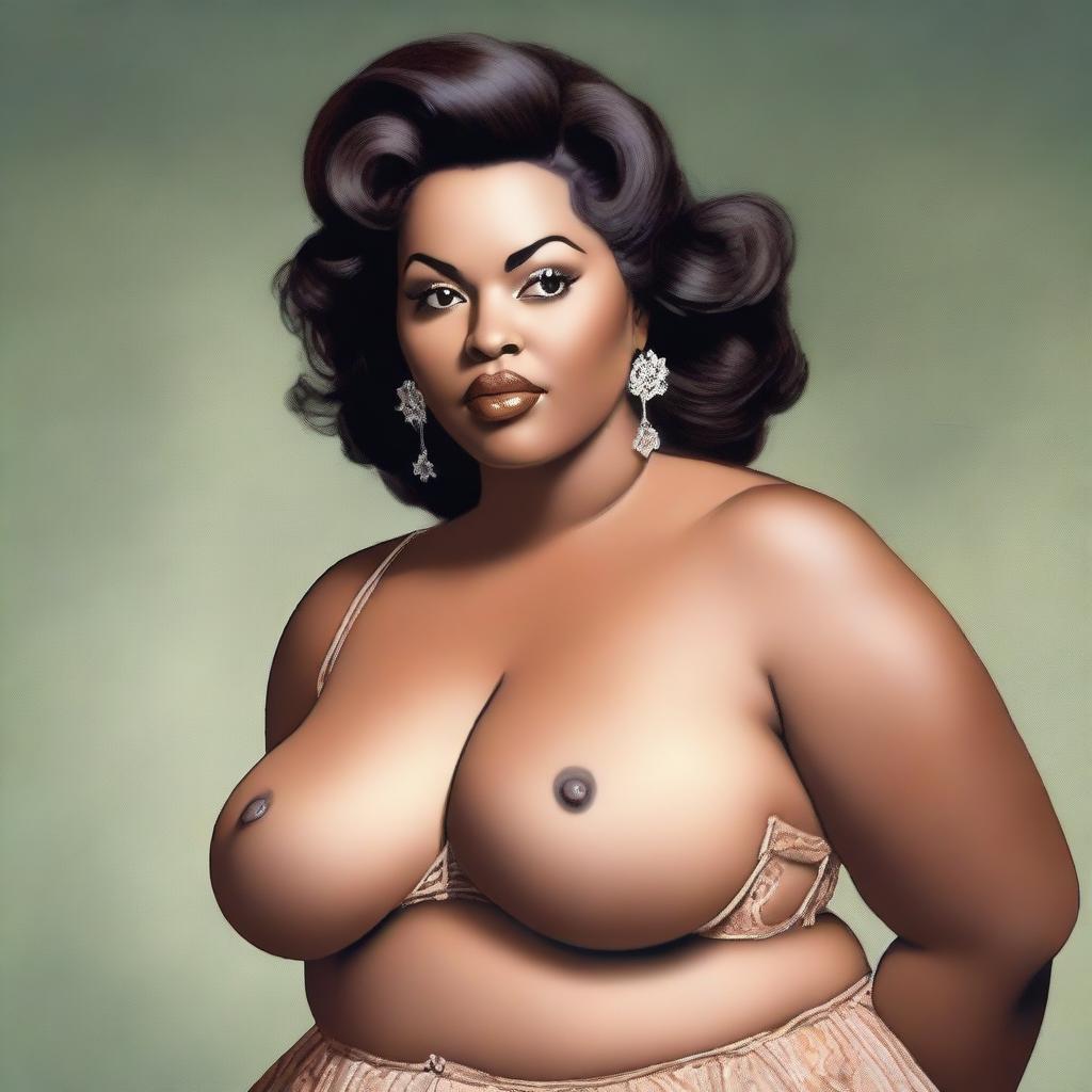 An image of a voluptuous woman with a dusky skin tone