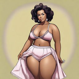 An image of a voluptuous woman with a dusky skin tone