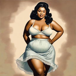 An image of a voluptuous woman with a dusky skin tone