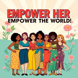 A vibrant and inspiring poster illustrating the theme of women's empowerment