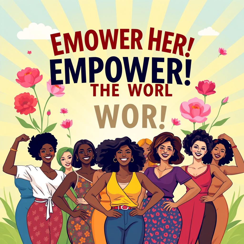 A vibrant and inspiring poster illustrating the theme of women's empowerment