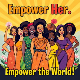 A vibrant and inspiring poster illustrating the theme of women's empowerment