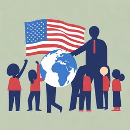 A high-quality vector graphic design, illustrating the contemporary social justice issue of the impact of illegal migration on teachers and classroom dynamics in the United States