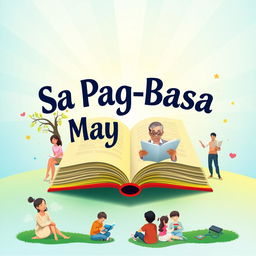 A vibrant and inspiring poster depicting the theme "Sa Pag-Basa May Pag-Asa" (In Reading There is Hope)