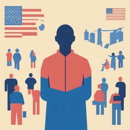 A high-quality vector graphic design, symbolising the struggles of teachers and the changes in classroom dynamics in the United States due to illegal immigrants