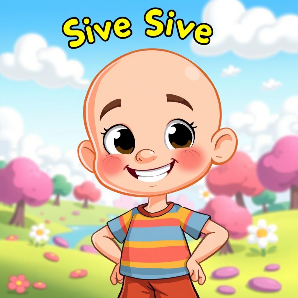 A cartoon character named Sive Sive, who is completely bald with no hair