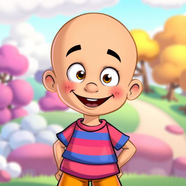 A cartoon character named Sive Sive, who is completely bald with no hair