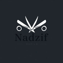 A simple and modern logo for a barber shop featuring the name 'Nadzhif Rapilo'