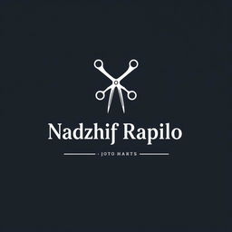 A simple and modern logo for a barber shop featuring the name 'Nadzhif Rapilo'