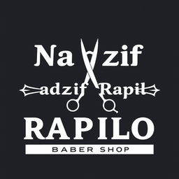 A simple and modern logo for a barber shop featuring the name 'Nadzhif Rapilo'