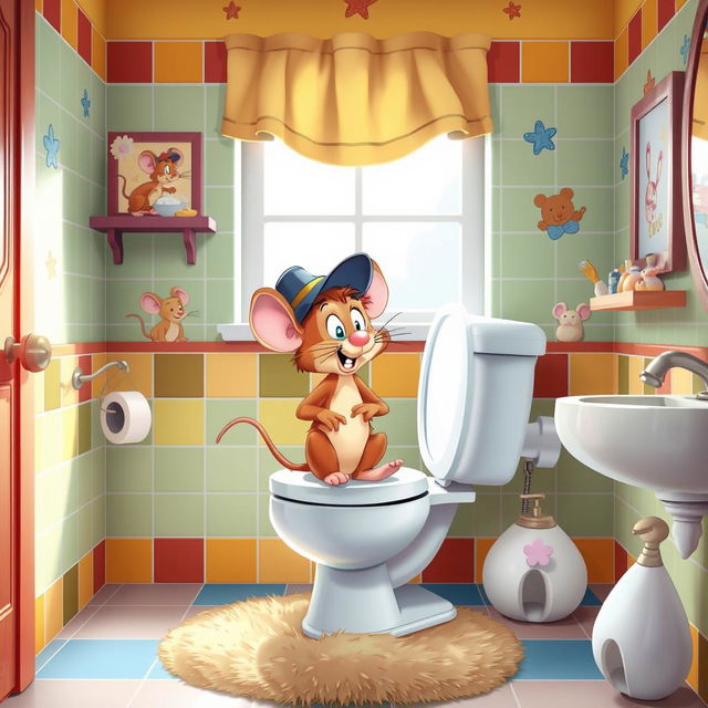 A whimsical scene featuring Fievel Mousekewitz, the animated mouse character from 'An American Tail'