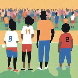 A high-resolution vector art, symbolising the struggles and barriers physical education teachers face when teaching or coaching illegal immigrants from different backgrounds who only speak a different language