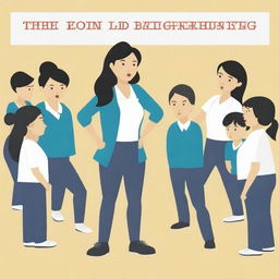 A high-resolution vector art, illustrating the struggles of an Asian female physical education teacher when teaching or coaching dangerous illegal immigrants from diverse ethnic backgrounds who cannot understand the English language and are having difficulty grasping concepts