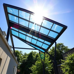 A stunning architectural design showcasing a toughened glass roofing structure