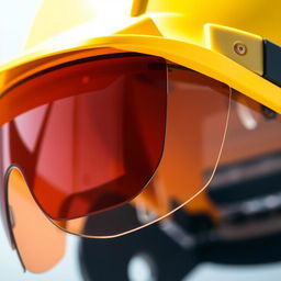 A close-up view of a construction hard hat featuring a sleek and durable eye shield protector