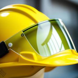 A close-up view of a construction hard hat featuring a sleek and durable eye shield protector