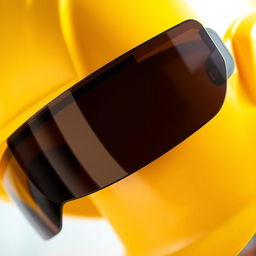 A close-up view of a construction hard hat featuring a sleek and durable eye shield protector