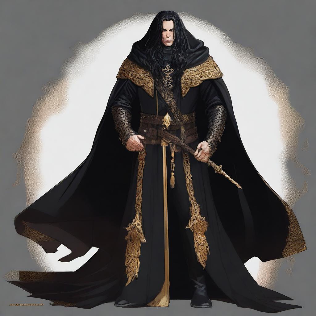 This is a high quality digital art of a male witch hunter