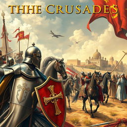 A grand historical depiction of the Crusades, showcasing the various pivotal moments from the First Crusade to the end
