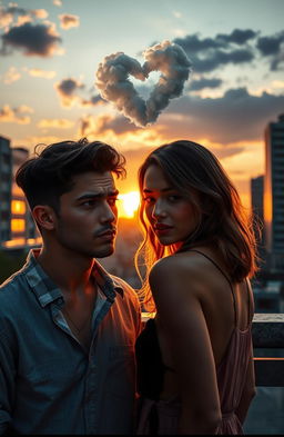 A dramatic and emotional scene depicting two adults as they navigate the complexities of their relationship