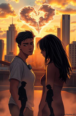 A dramatic and emotional scene depicting two adults as they navigate the complexities of their relationship