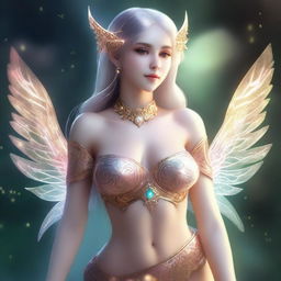 A digital art representation of a fantasy elf in a sensual, yet tasteful pose