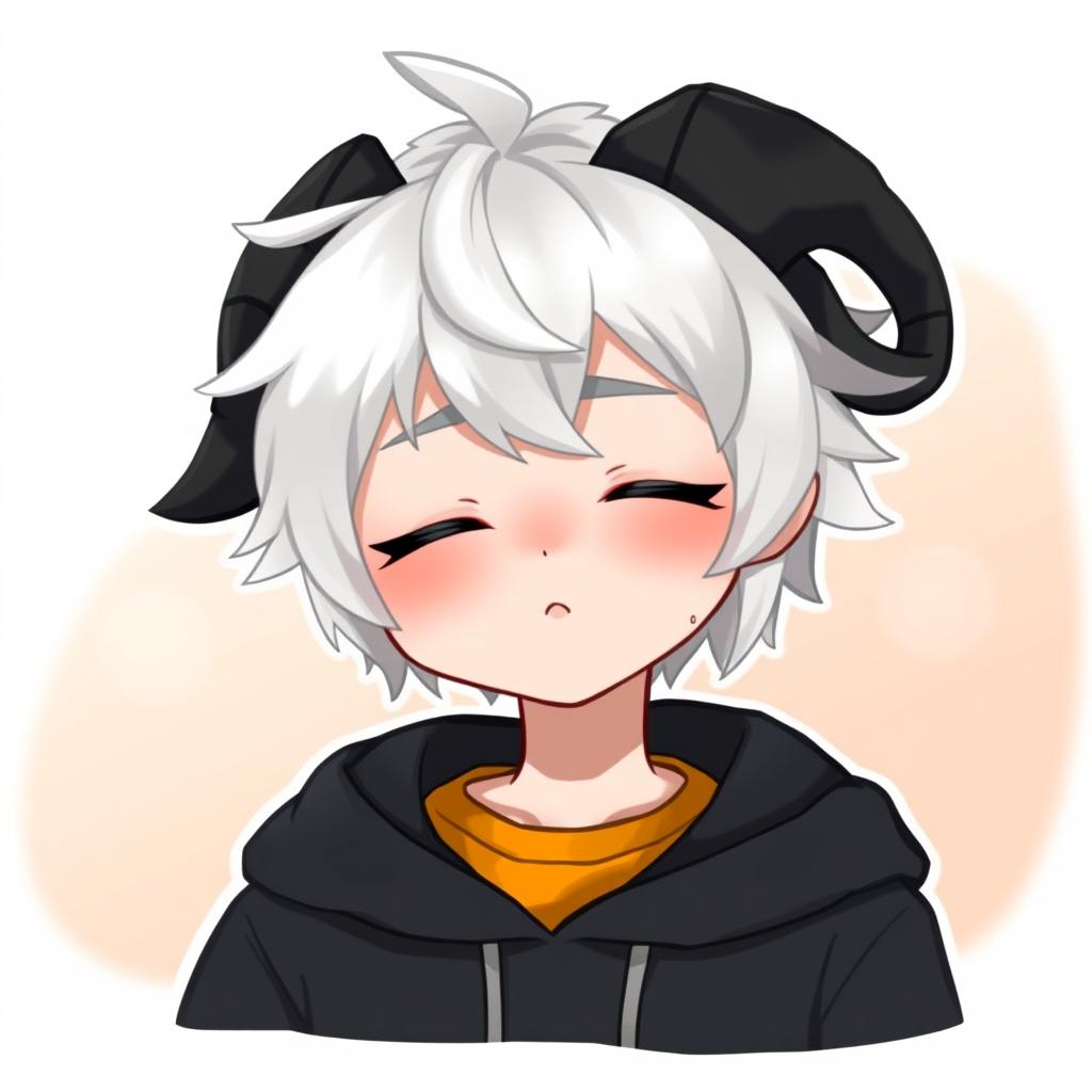 A stylized character portrait of a boy with striking white hair and a light skin tone