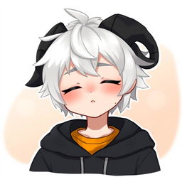 A stylized character portrait of a boy with striking white hair and a light skin tone