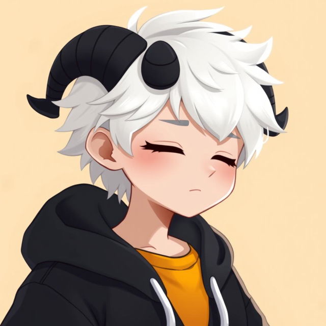 A stylized character portrait of a boy with striking white hair and a light skin tone