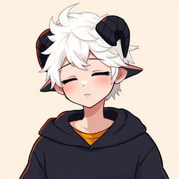 A stylized character portrait of a boy with striking white hair and a light skin tone