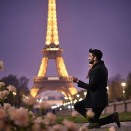 Famous YouTuber Nishchay Malhan, known as Triggered Insaan, heartfully proposing to the love of his life, Niharika Maheshwari, under the iconic Eiffel Tower in Paris
