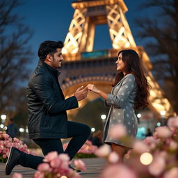 Famous YouTuber Nishchay Malhan, known as Triggered Insaan, heartfully proposing to the love of his life, Niharika Maheshwari, under the iconic Eiffel Tower in Paris