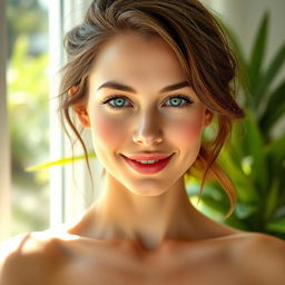 A serene and aesthetically pleasing portrait of an attractive individual with smooth and soft skin