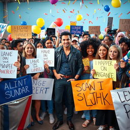 A striking image capturing the essence of solidarity with a celebrity
