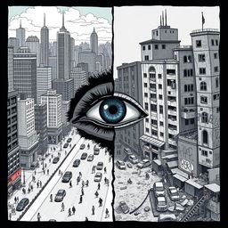 A conceptual illustration depicting the division of society