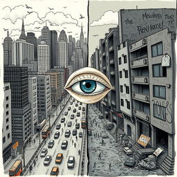 A conceptual illustration depicting the division of society